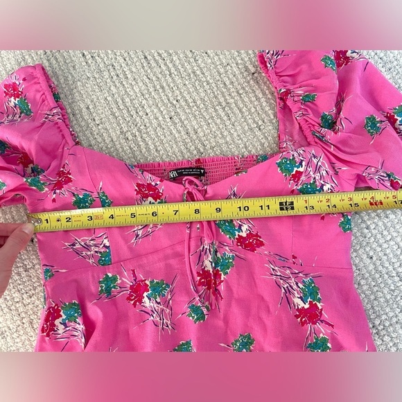 Zara Pink Floral Milkmaid Crop Top - Picture 7 of 10